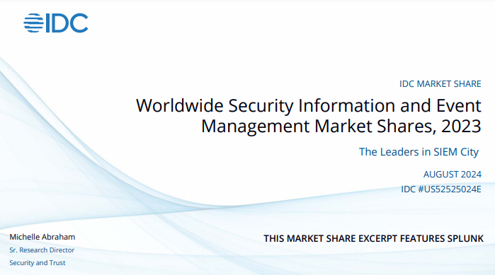 Splunk Named No. 1 SIEM Provider by IDC for the Fourth Year in a Row