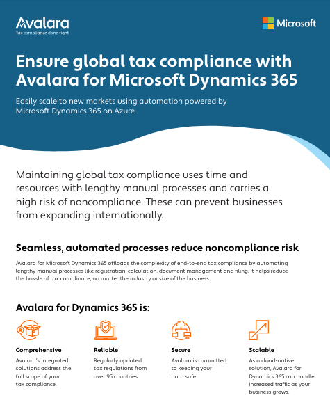 Ensure global tax compliance with Avalara for Microsoft Dynamics 365