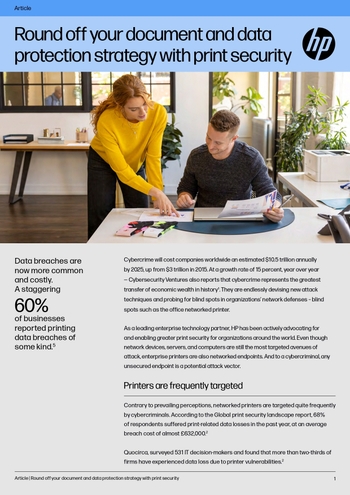 Round off your document and data protection strategy with print security