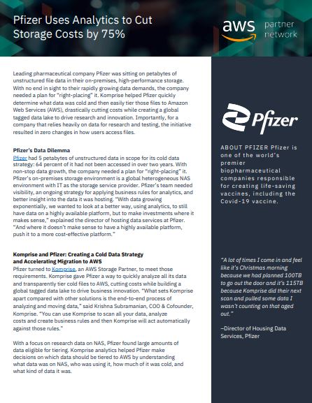 Pfizer Uses Analytics to Cut Storage Costs by 75%