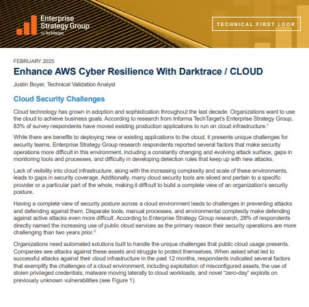 Enhance AWS Cyber Resilience With Darktrace / CLOUD