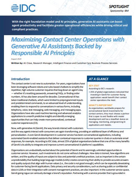 Maximizing Contact Center Operations with Generative AI Assistants Backed by Responsible AI Principles