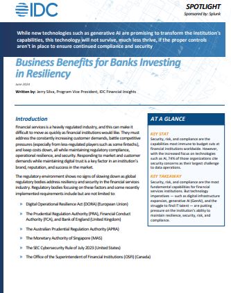 IDC Industry Spotlight: Business Benefits for Banks Investing in Resiliency.